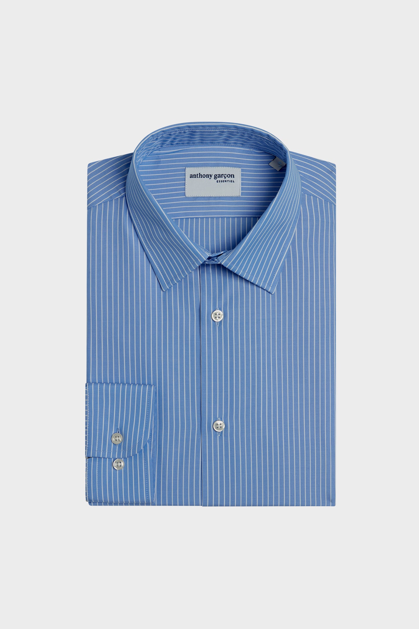 Chemise Slim Guri Raye Bleu col français