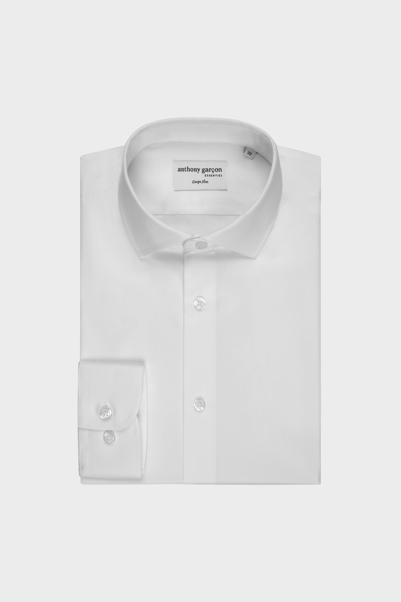 Chemise Slim Twill Blanc col italien