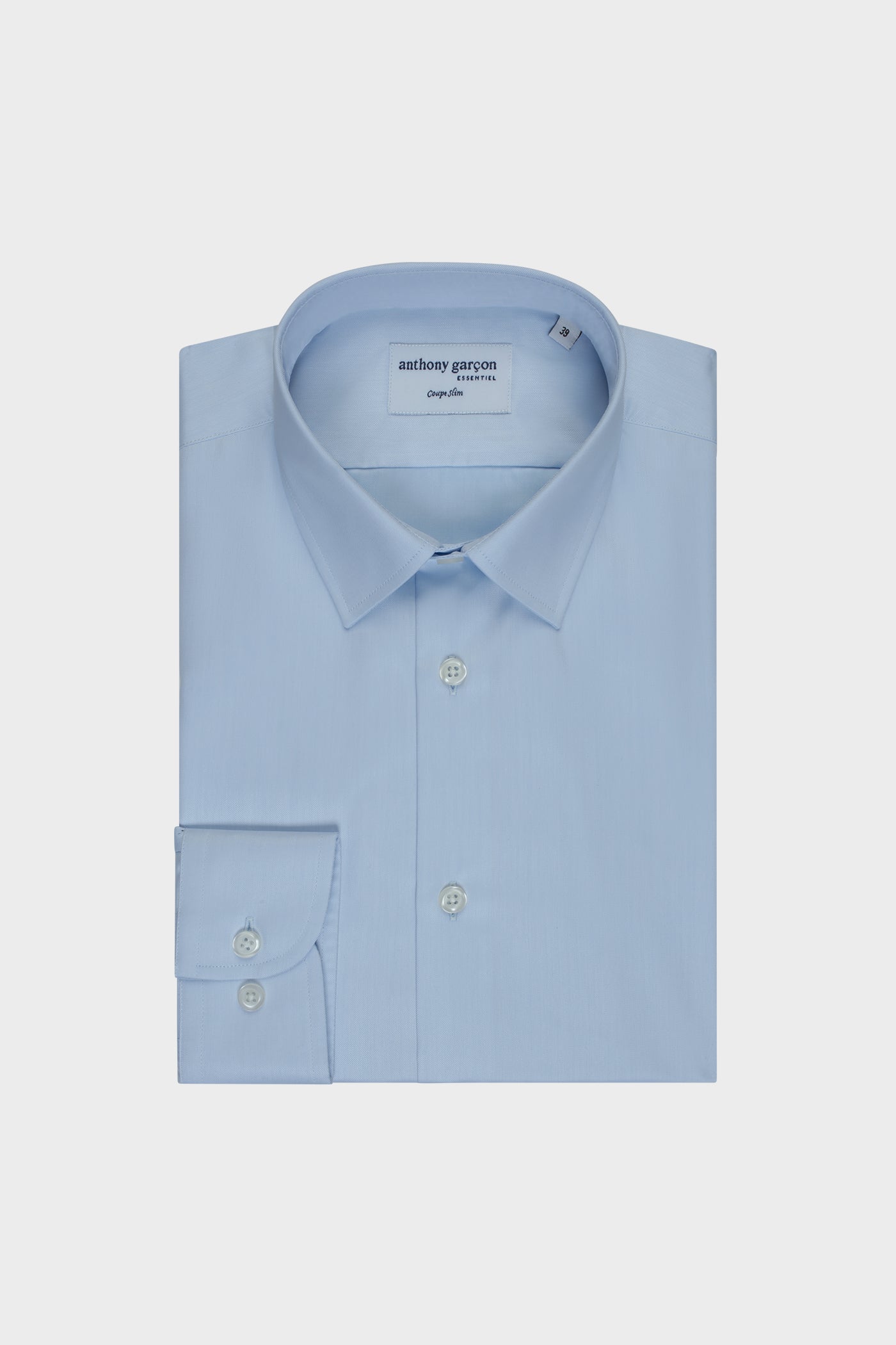 Chemise Twill bleu M slim col français