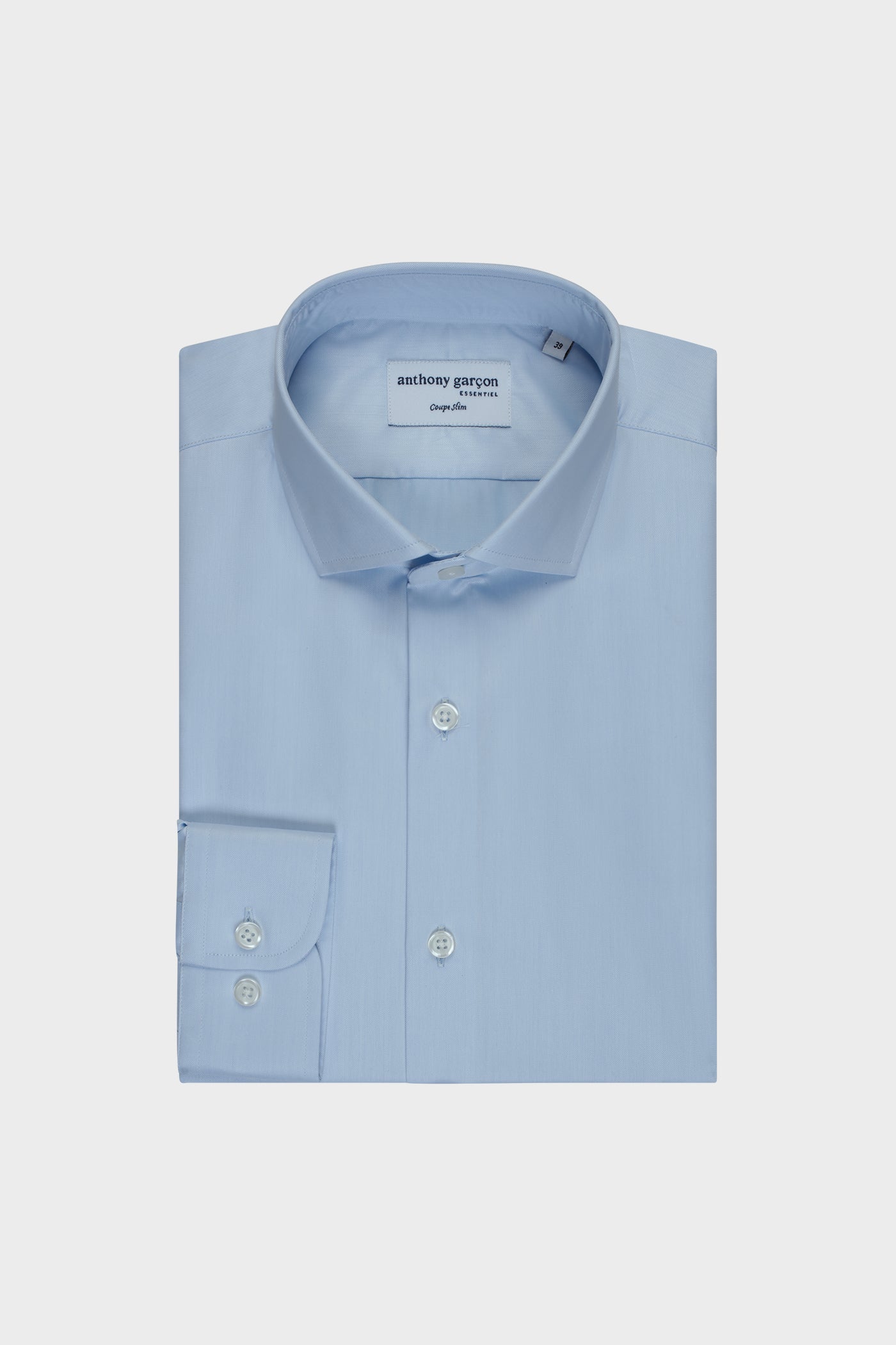 Chemise Twill Bleu M slim col Italien