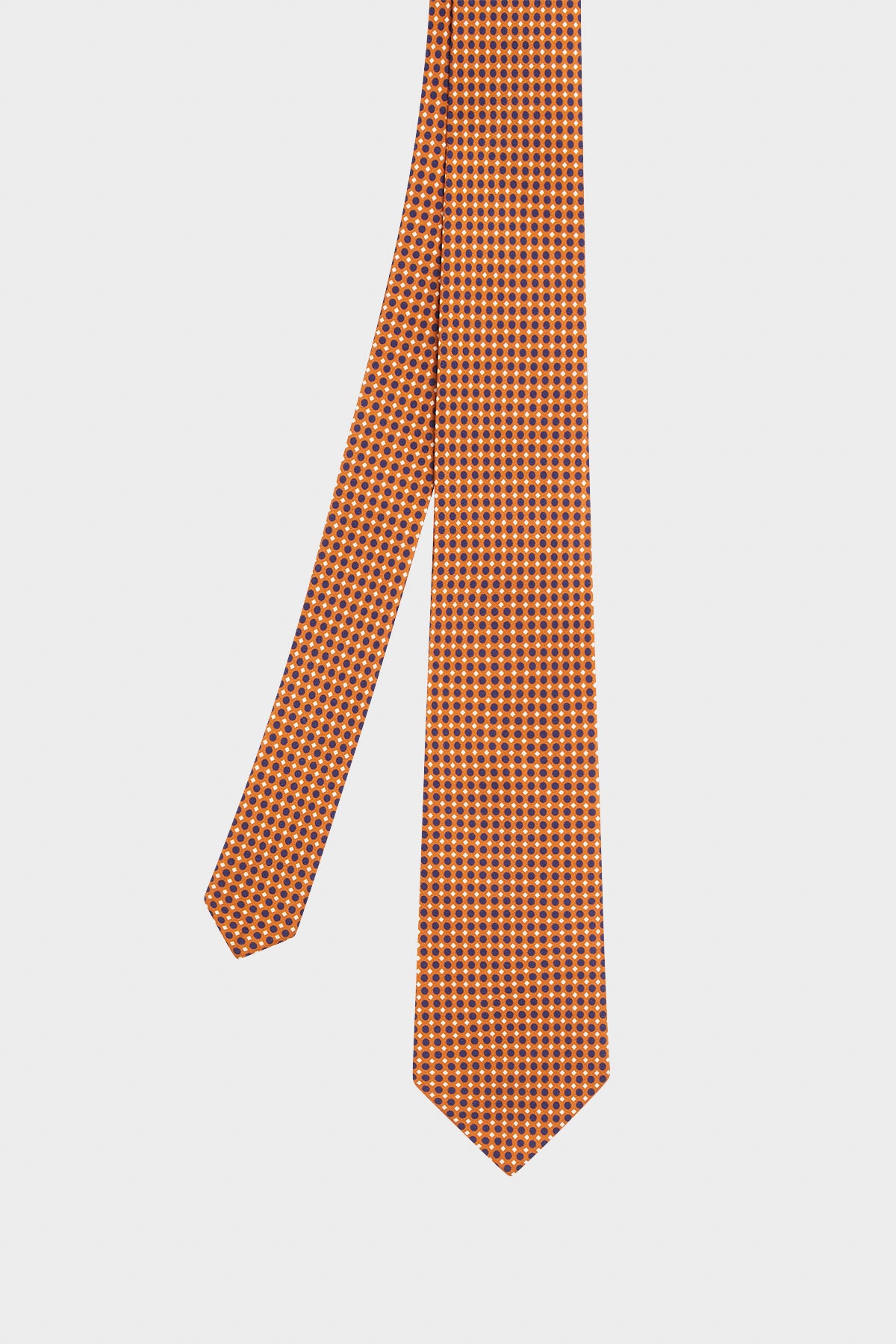 Cravate print rond orange en soie