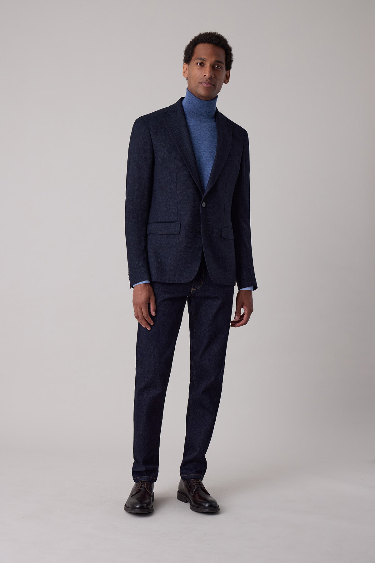 Veste blazer droite Eldar en laine vierge et lin