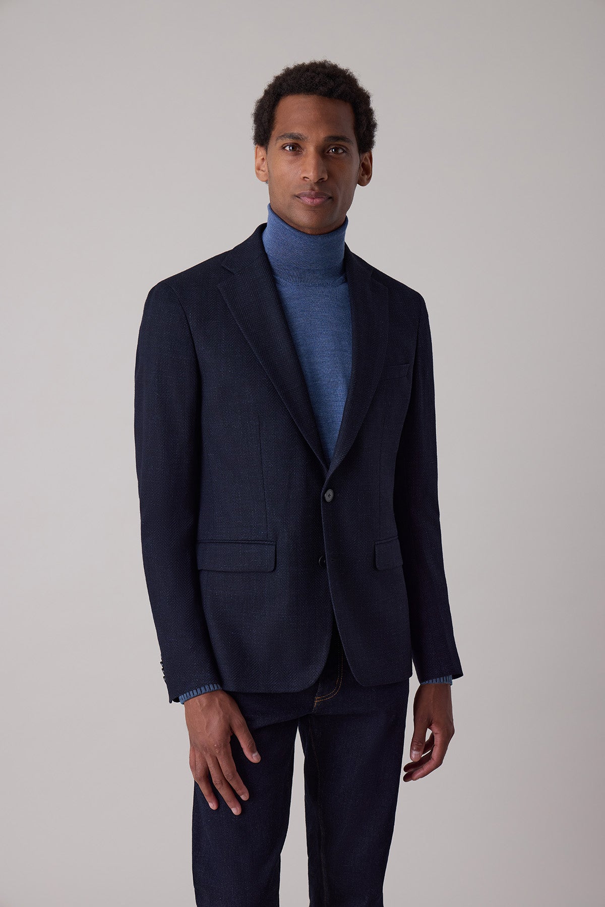 Veste blazer droite Eldar en laine vierge et lin