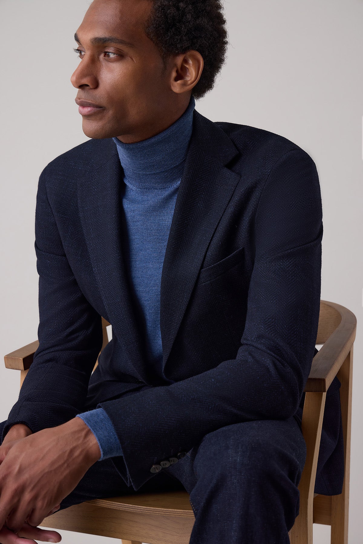 Veste blazer droite Eldar en laine vierge et lin