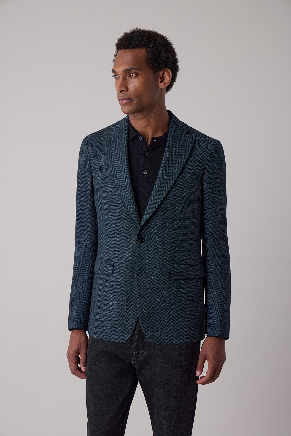 Veste blazer droite Skog en laine vierge et lin