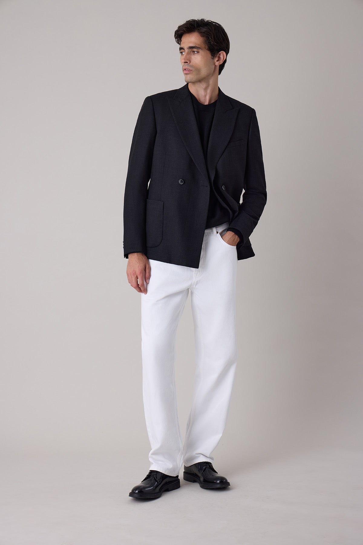 Veste blazer croisée Vidar en laine vierge et lin