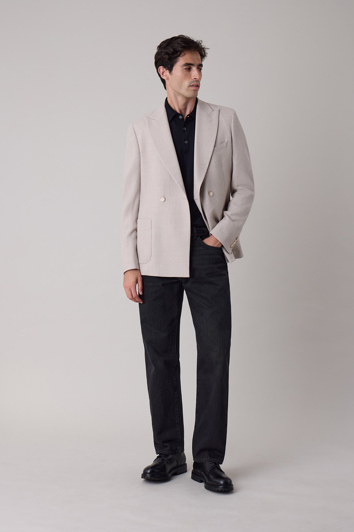Veste blazer croisée Nival en laine vierge et soie