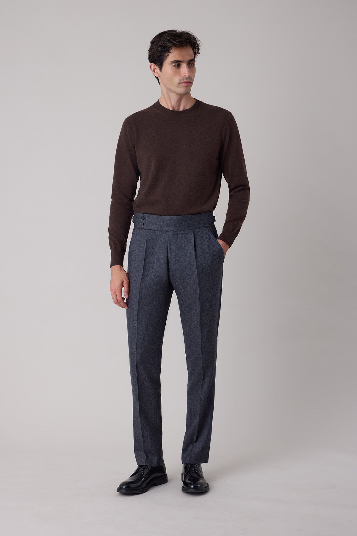 Pull Sven en laine et cachemire marron