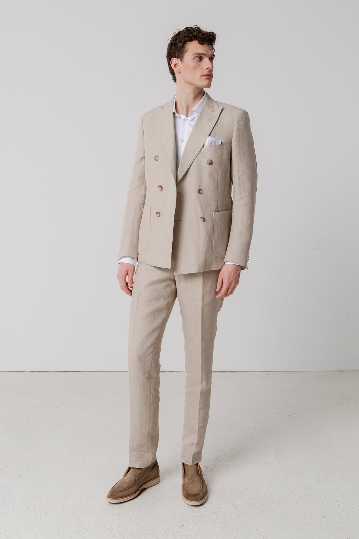 Costume croisé Pilat beige en lin