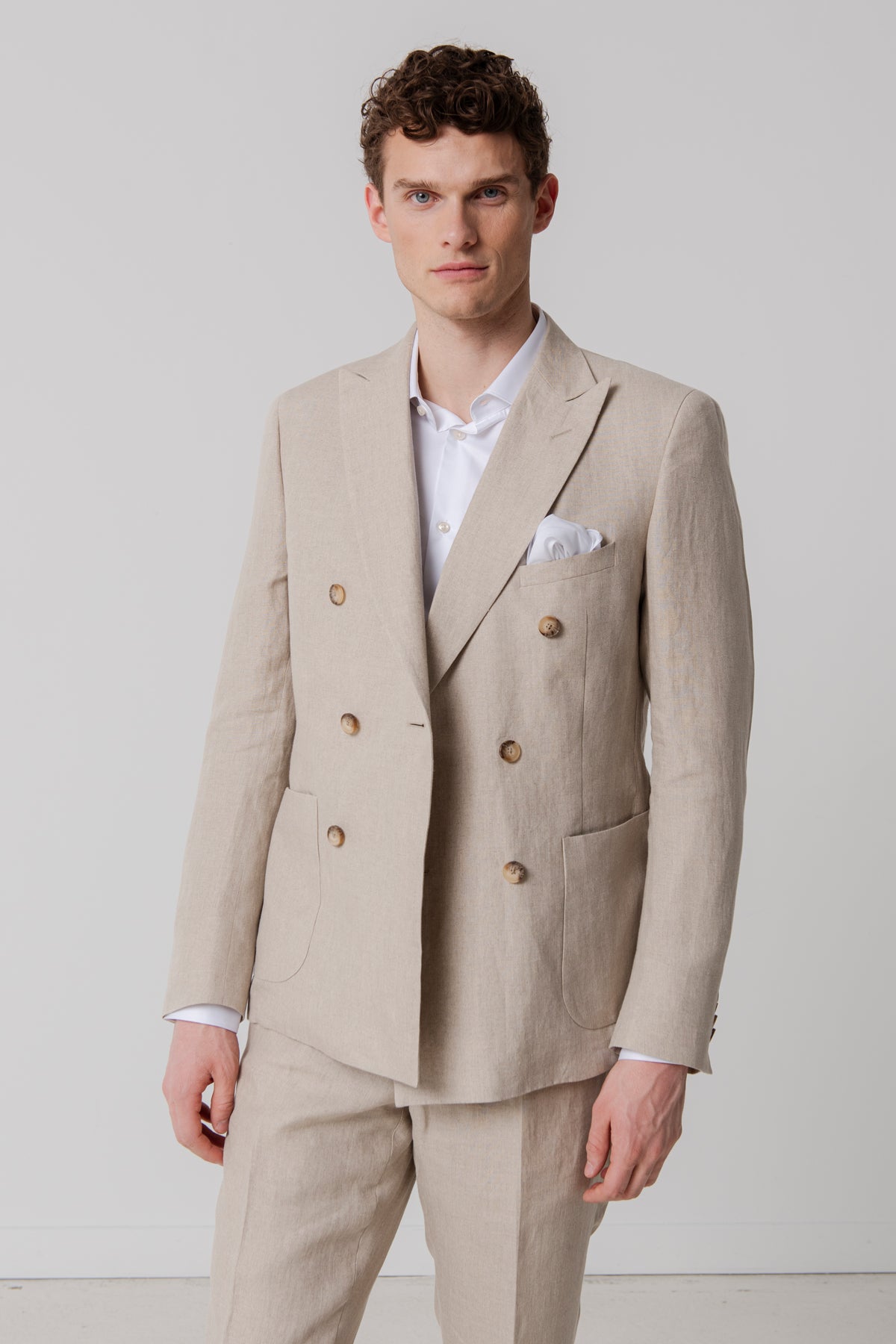 Costume croisé Pilat beige en lin