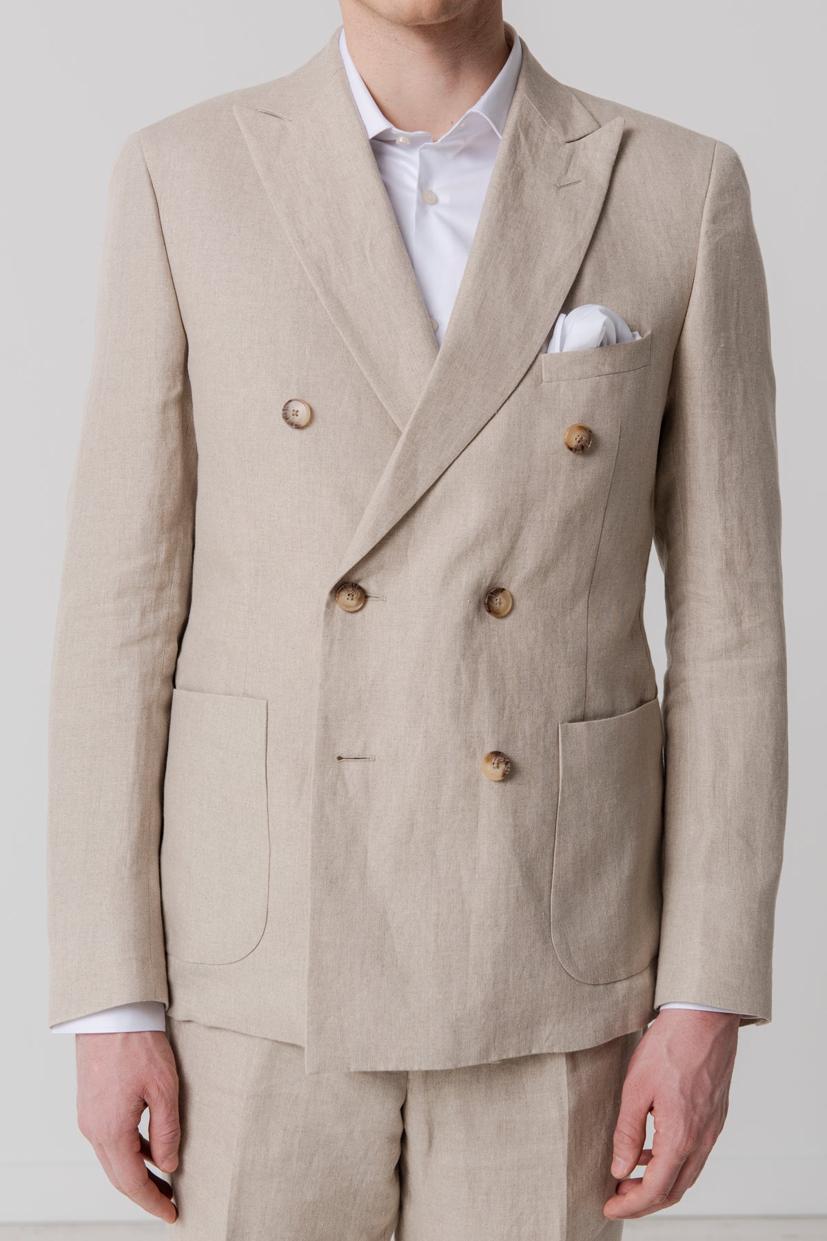 Costume croisé Pilat beige en lin