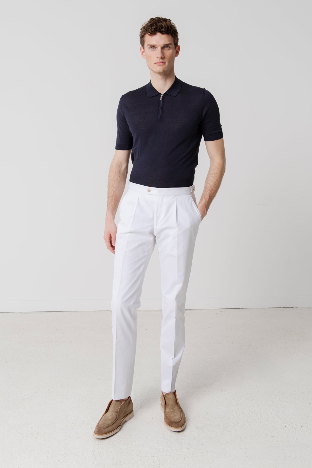 Polo Nico marine en coton et soie