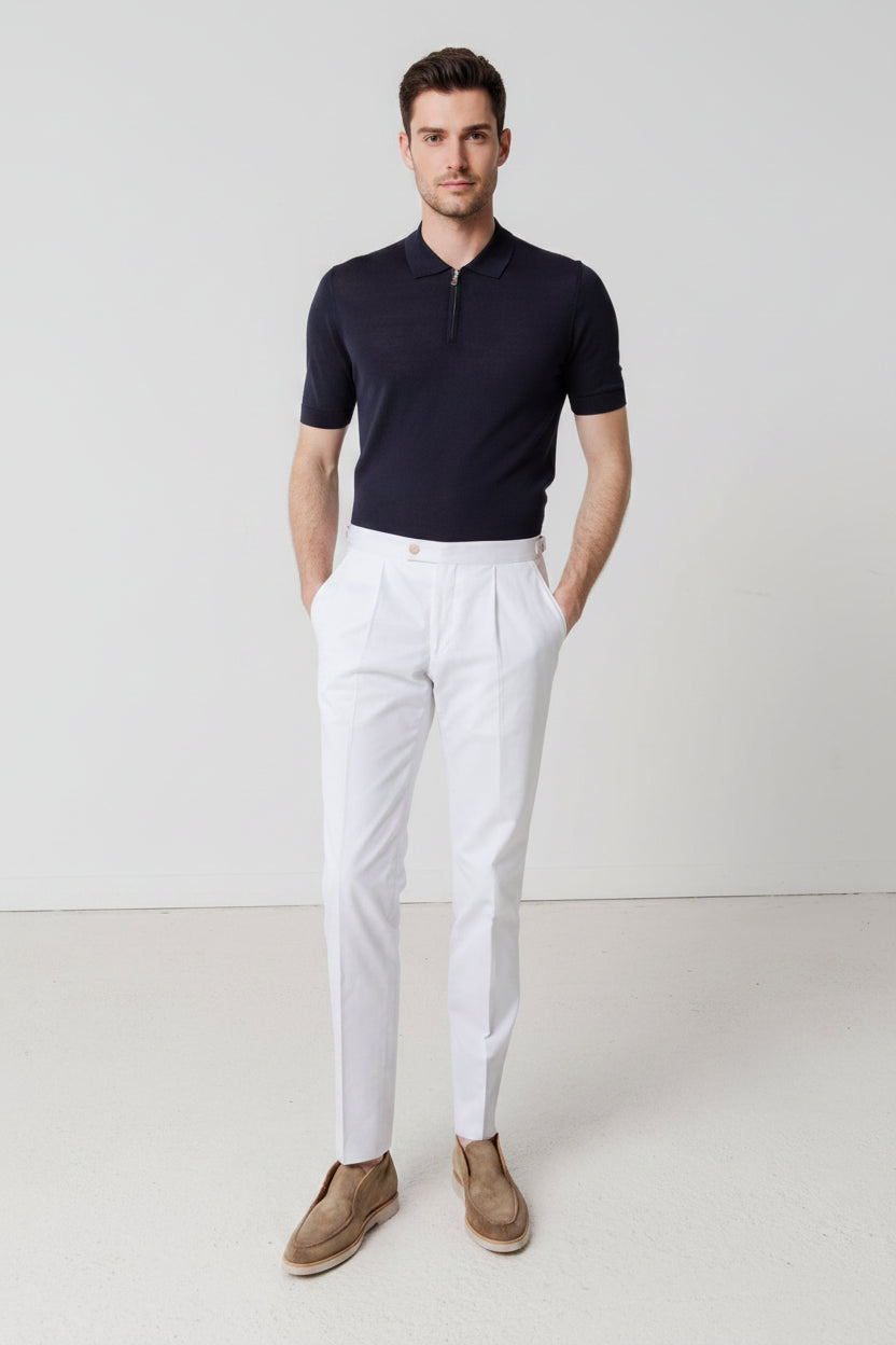Polo Nico marine en coton et soie