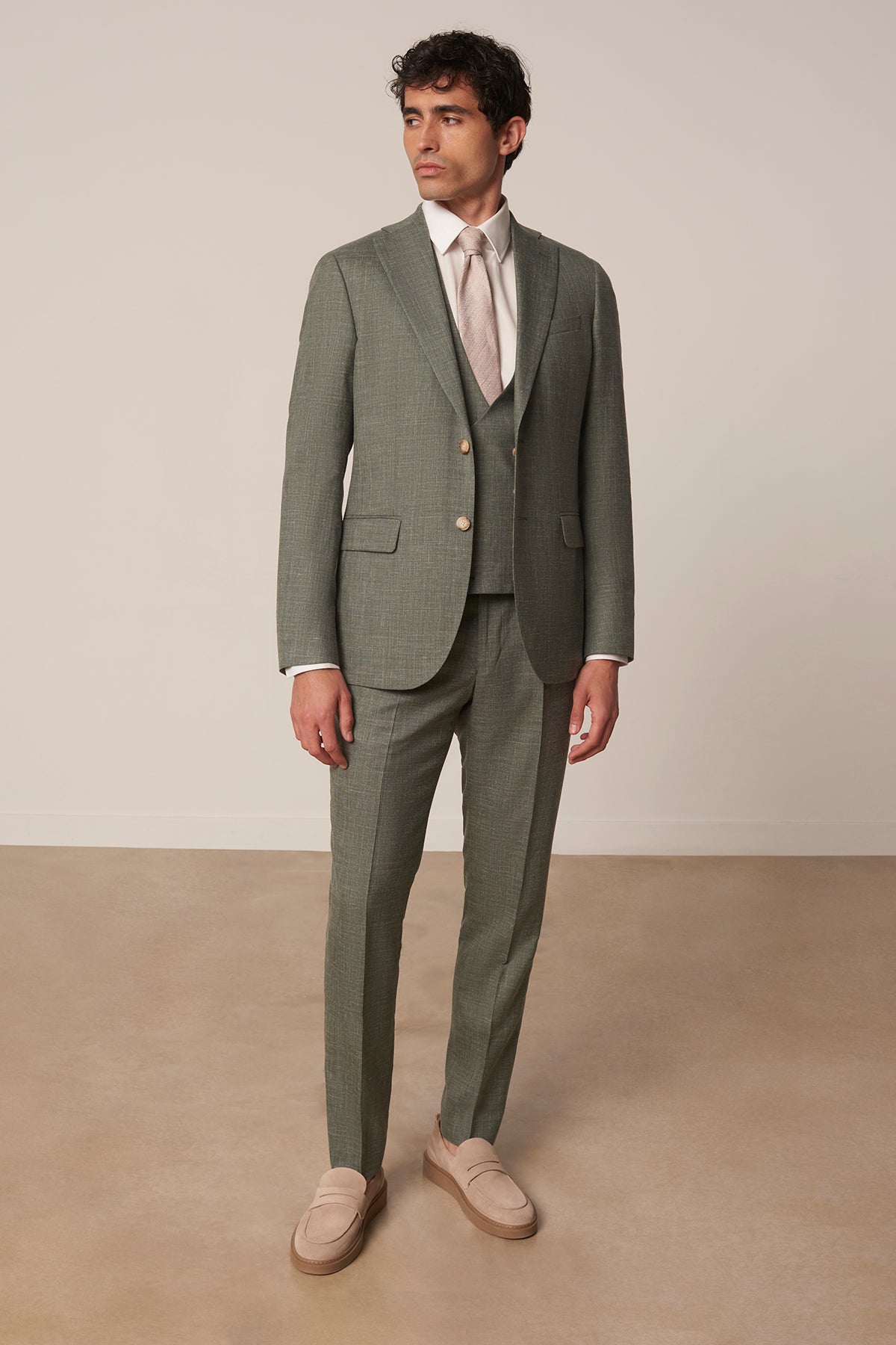 Costume droit Cabaneros en laine vierge soie et lin