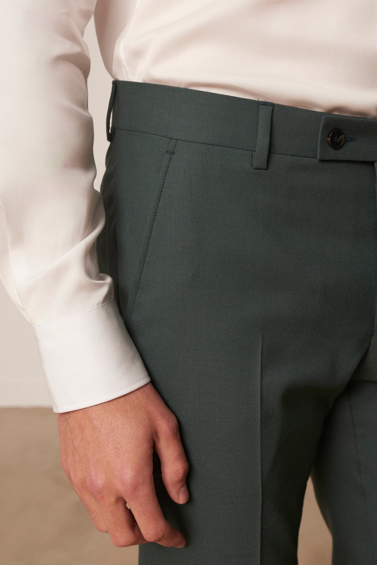 Green Molene suit in virgin wool