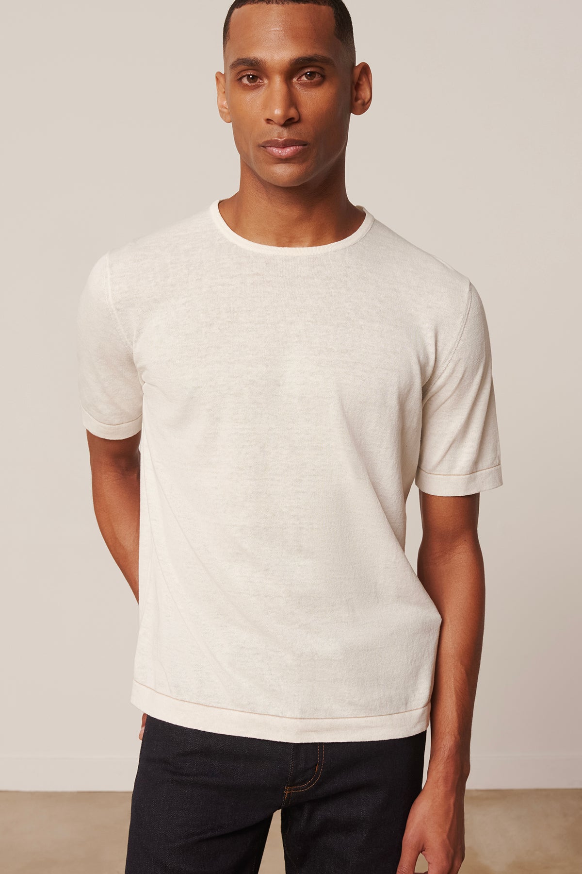 T-shirt Diego en coton et lin blanc