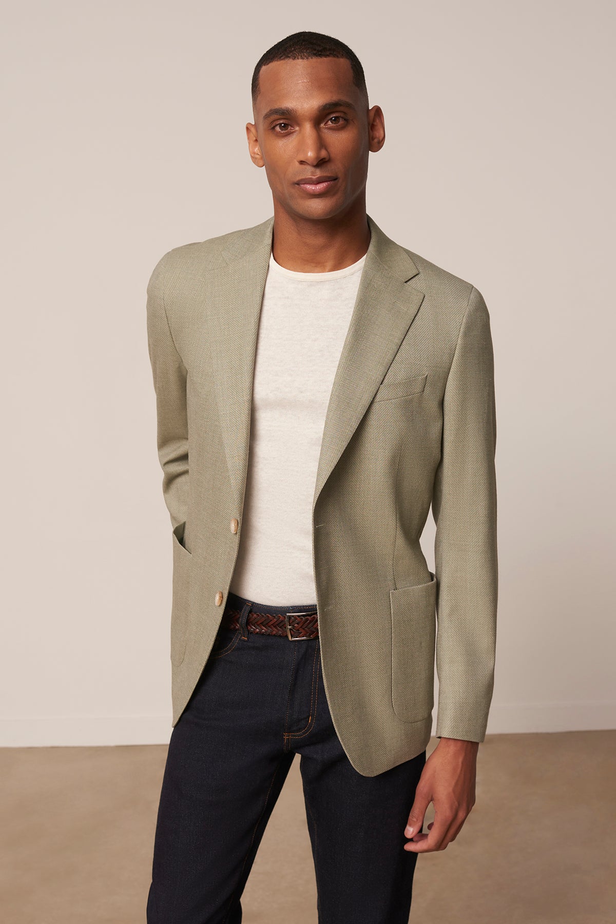 Veste blazer droite Cerros en laine et lin