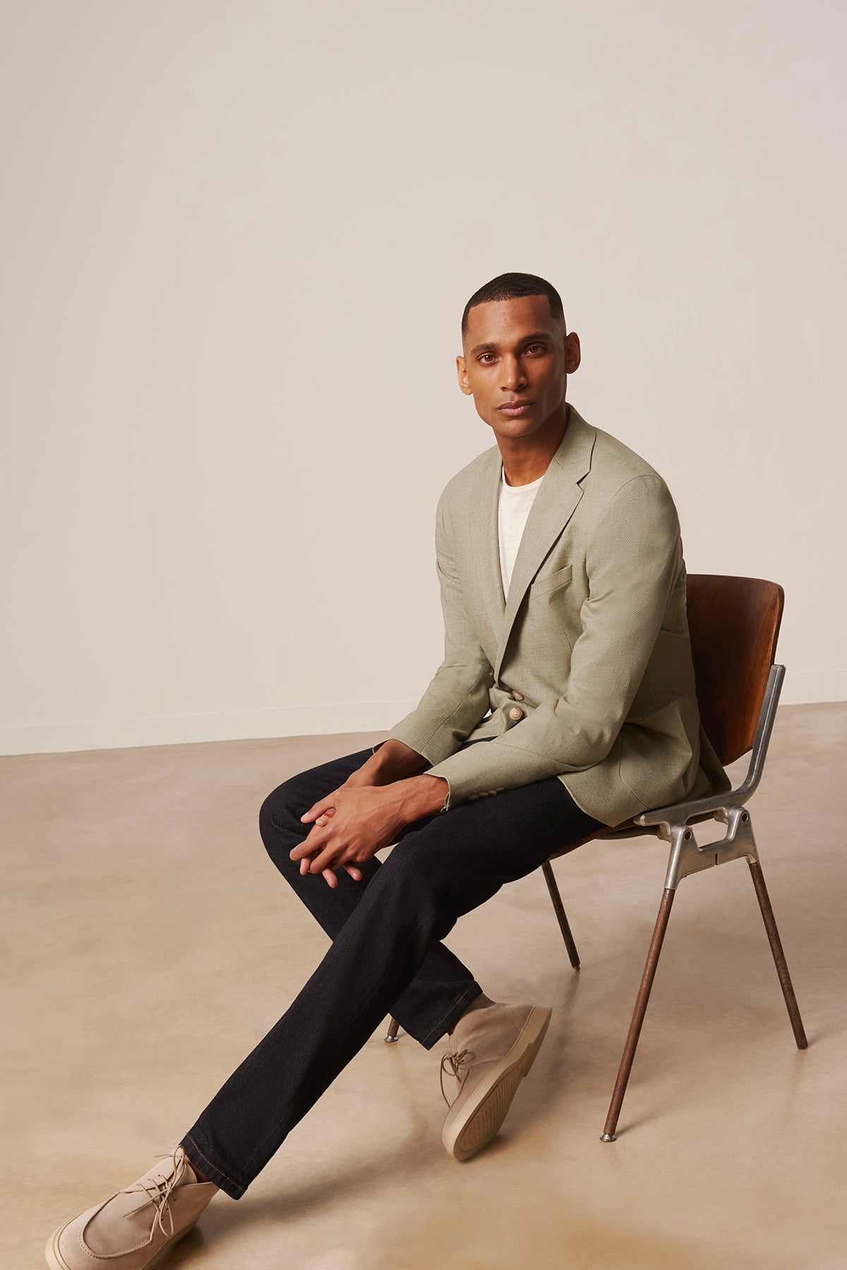 Veste blazer droite Cerros en laine et lin