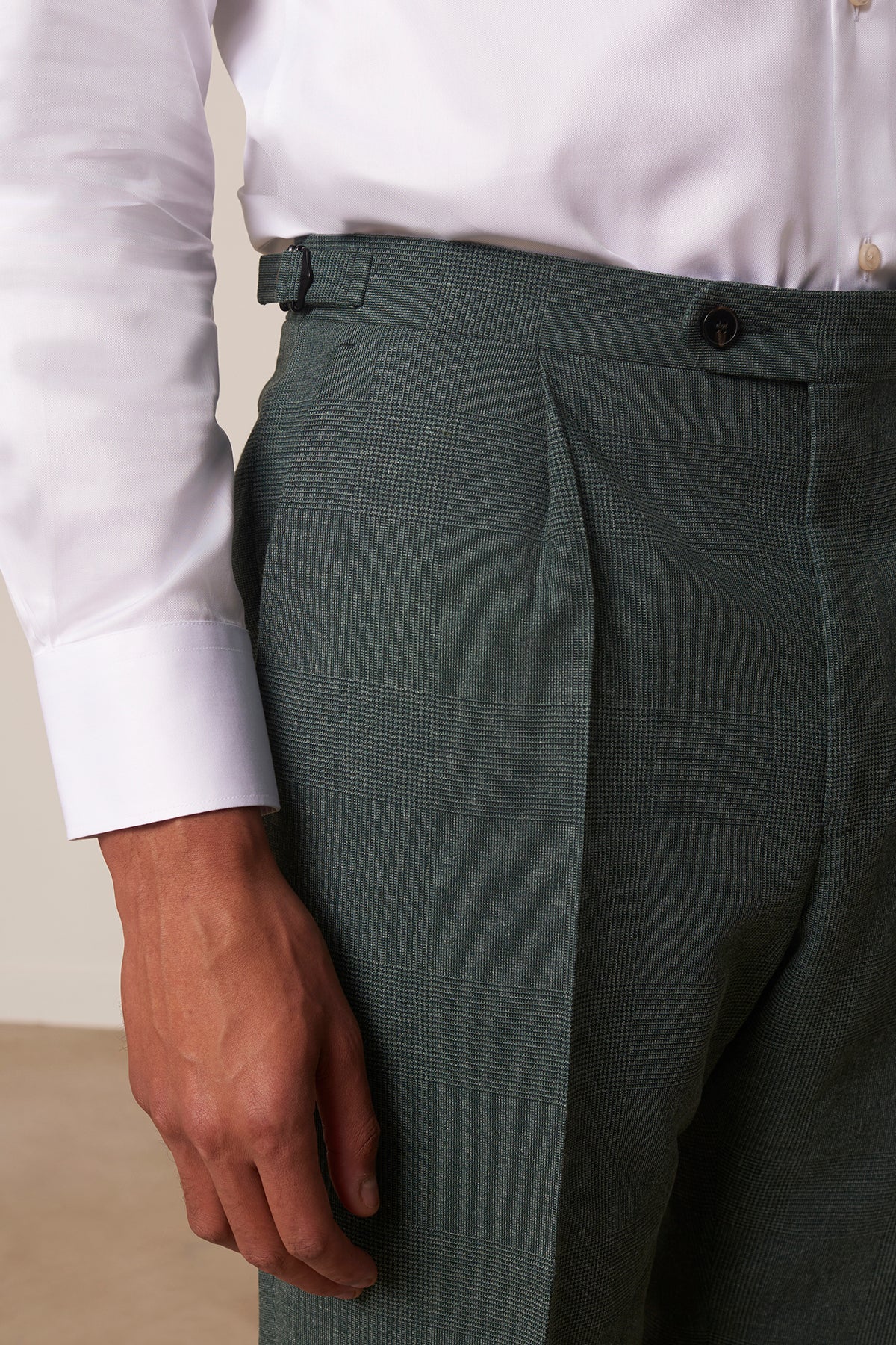 Battlo straight suit in virgin wool, cotton, and silk