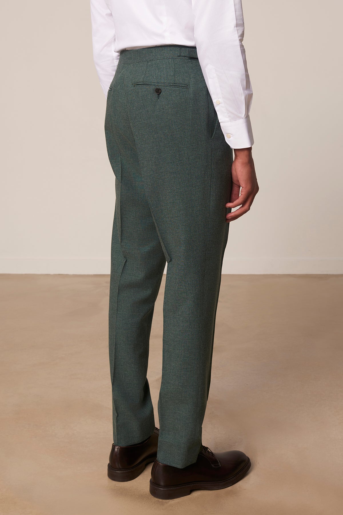 Battlo straight suit in virgin wool, cotton, and silk