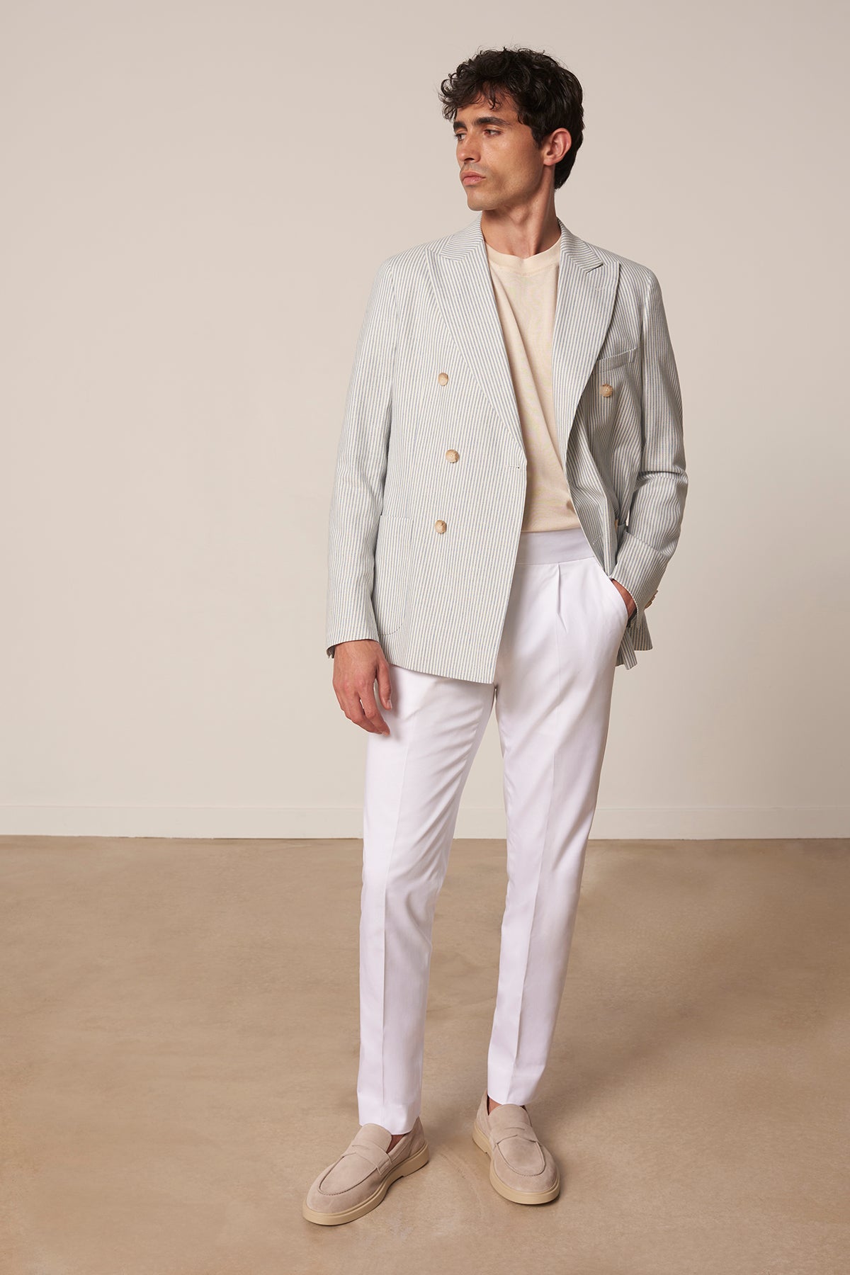 Veste croisée Cruz en coton lin laine soie