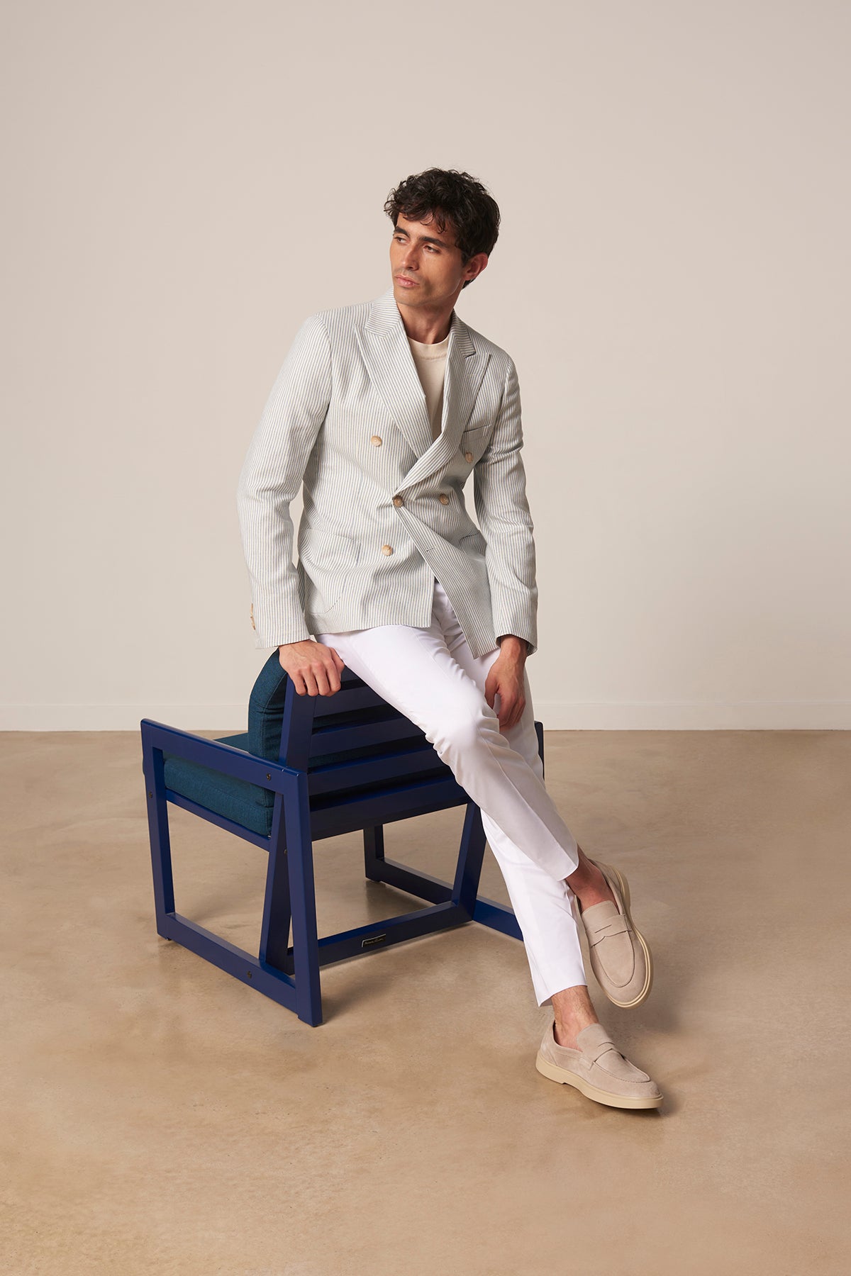 Veste croisée Cruz en coton lin laine soie
