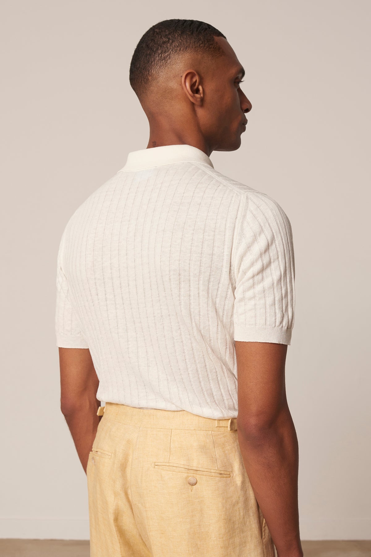 Polo Alvaro en coton et lin blanc