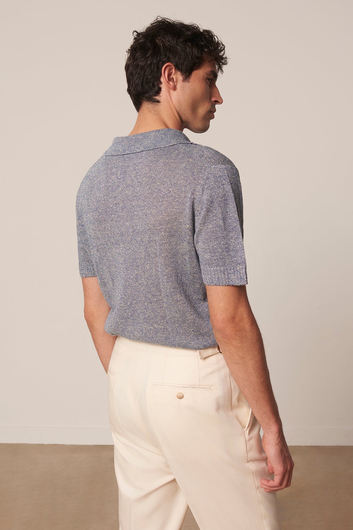 Polo Lorca en lin et coton bleu