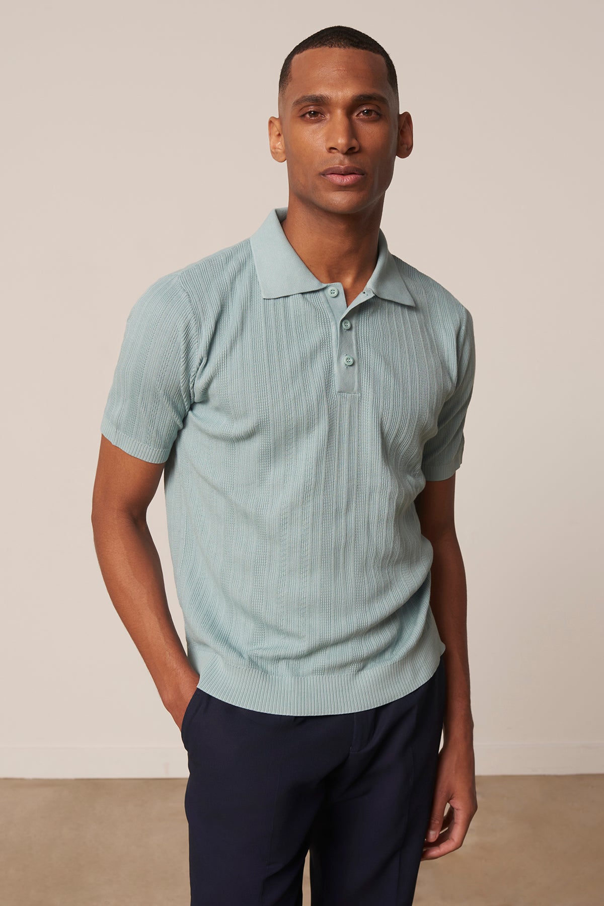 Polo Rodrigo en coton vert d'eau