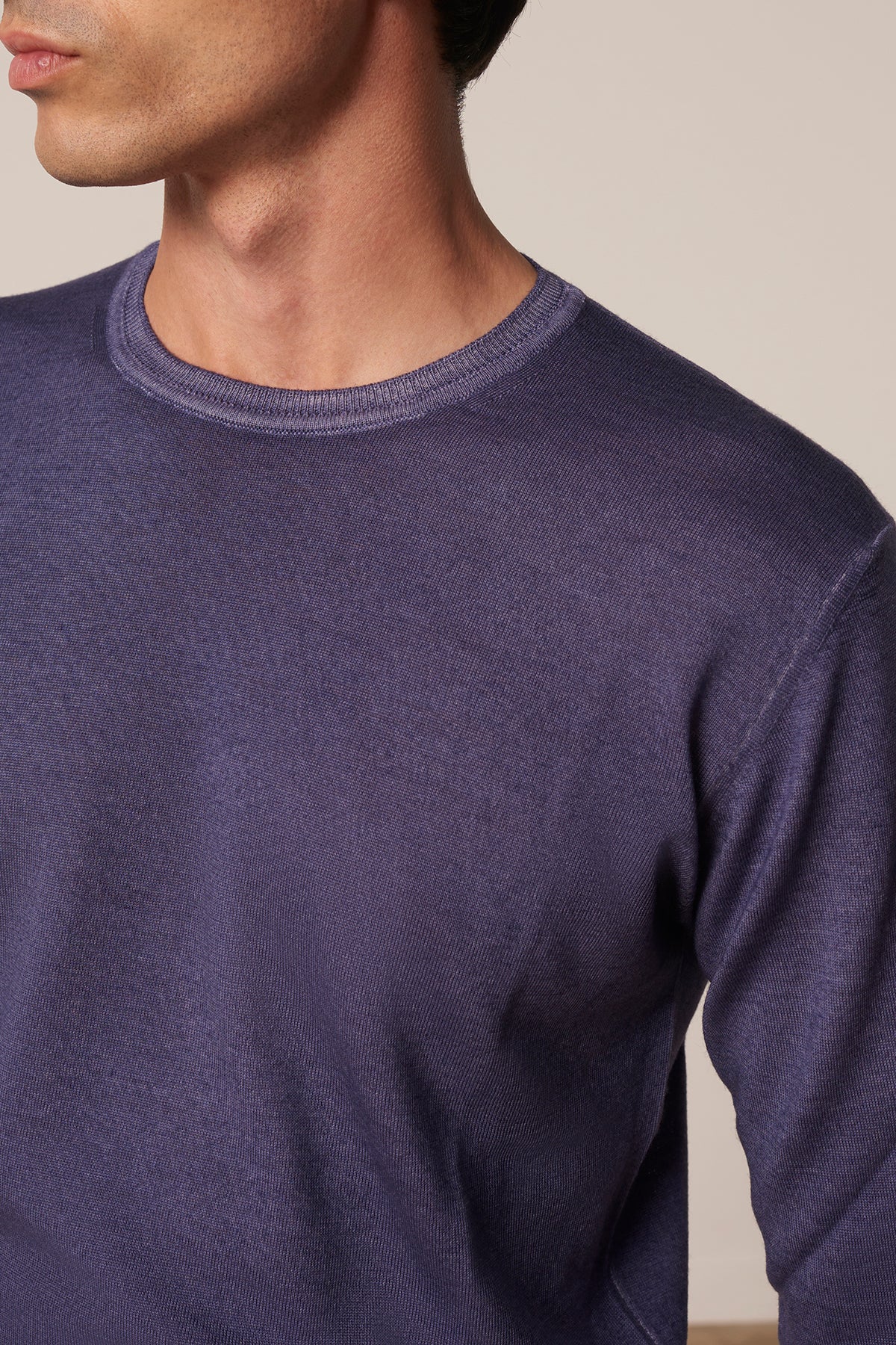 Pull col rond Pedro en laine mérinos bleu