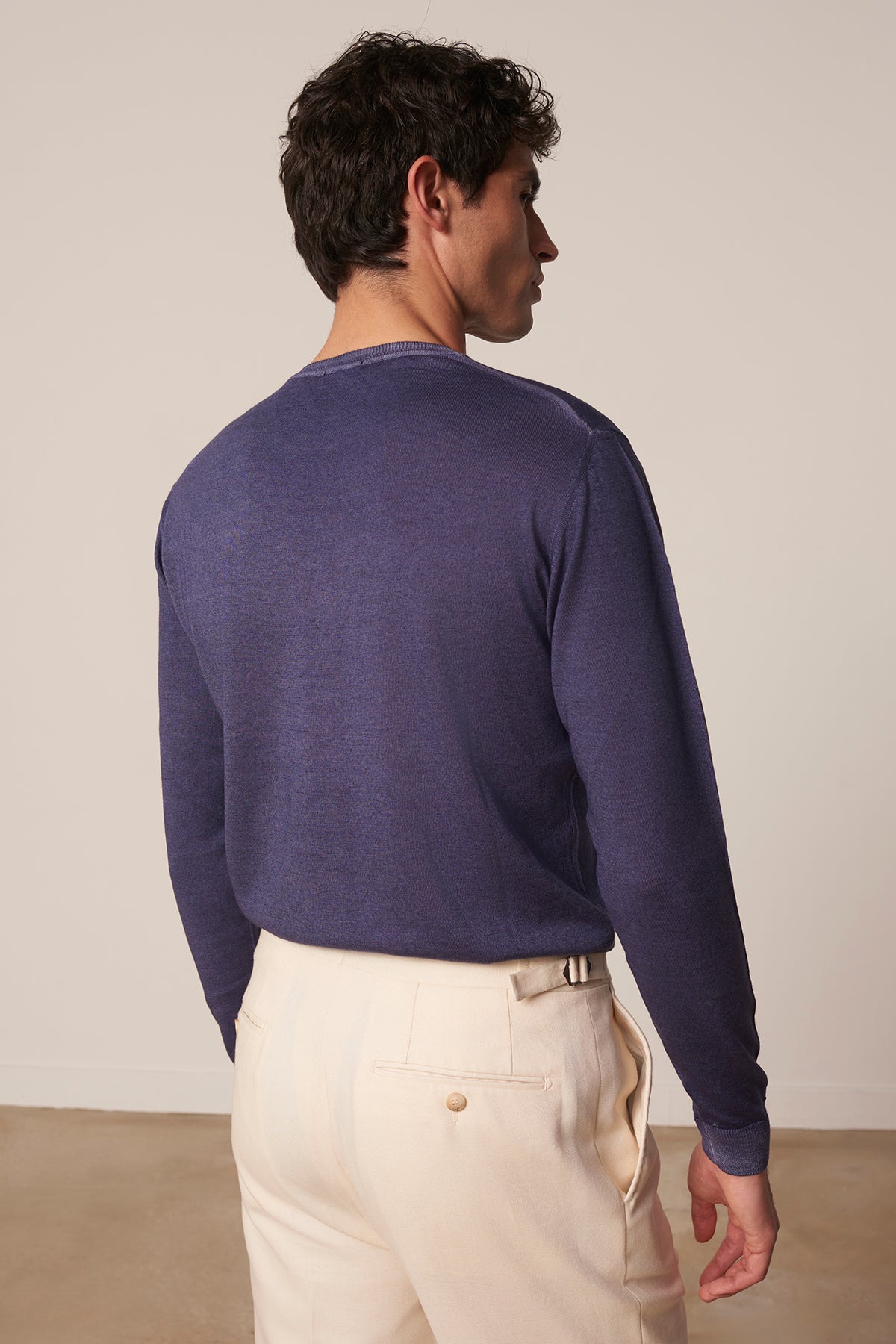 Pull col rond Pedro en laine mérinos bleu