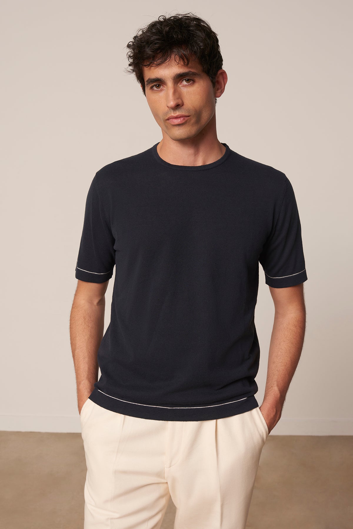 T-shirt Diego en coton et lin marine