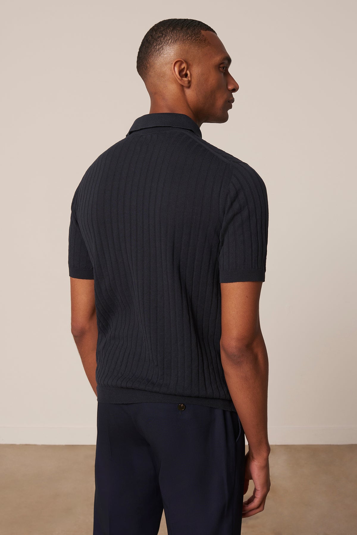 Polo Alvaro en coton et lin marine