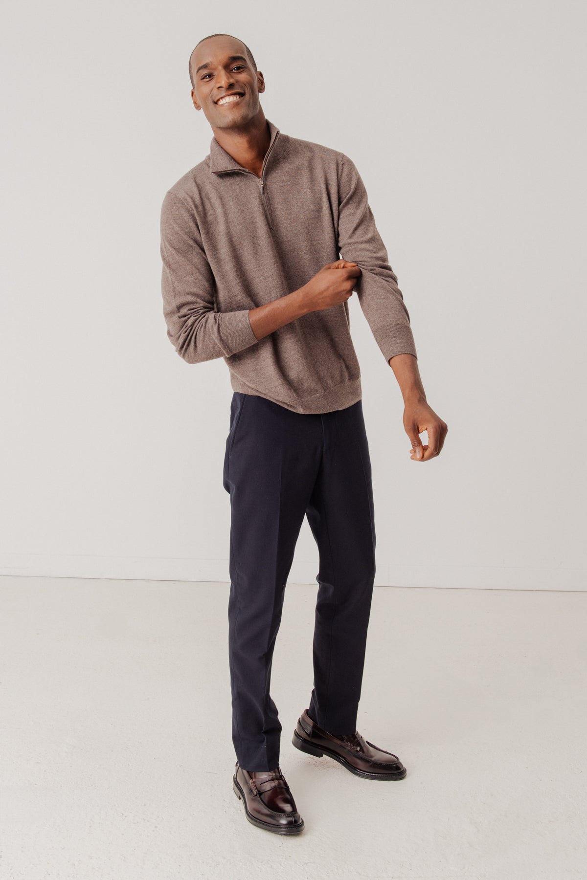 Pull Alistair en laine merinos marron