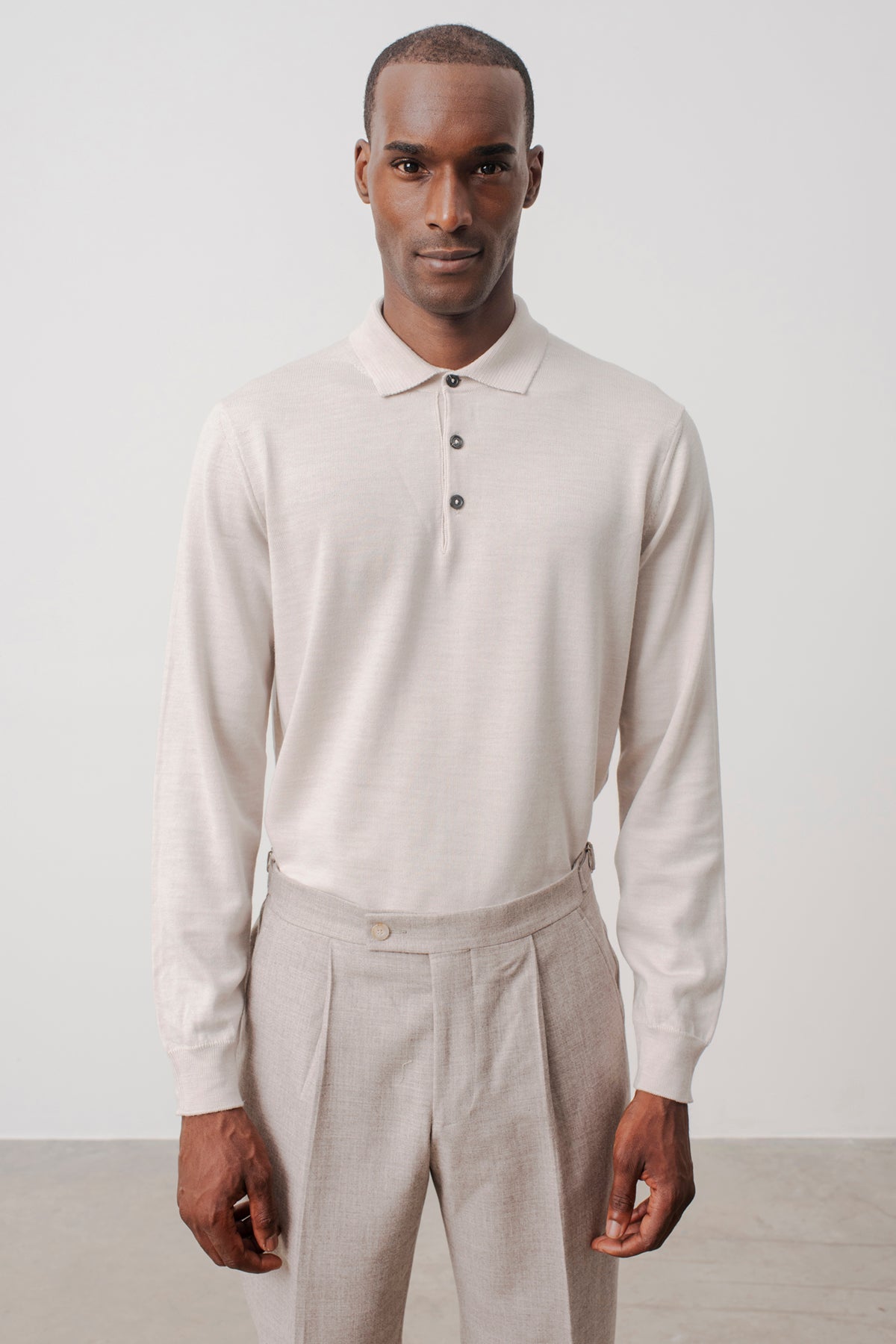 Polo manches longues Jacob en laine mérinos