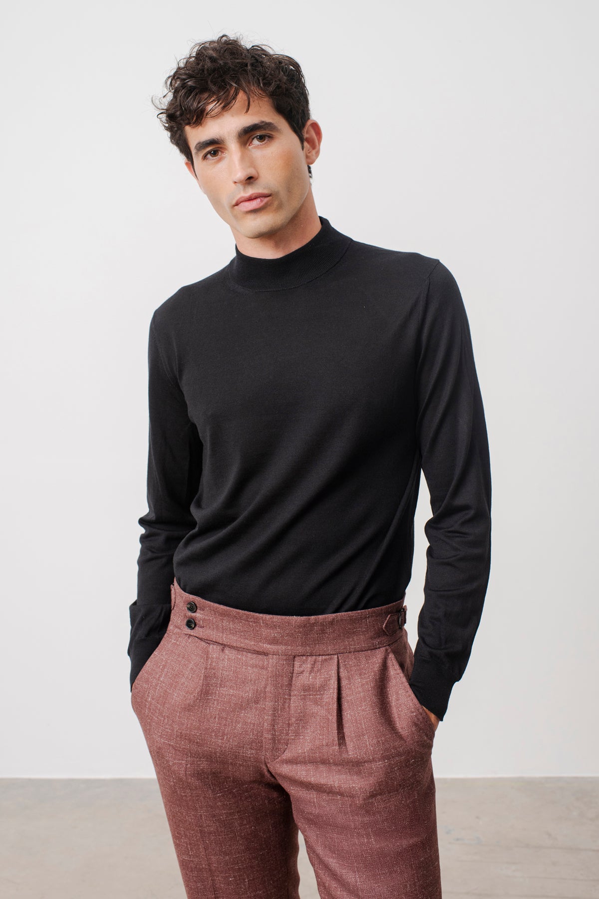 Pull col montant Terrence en laine mérinos
