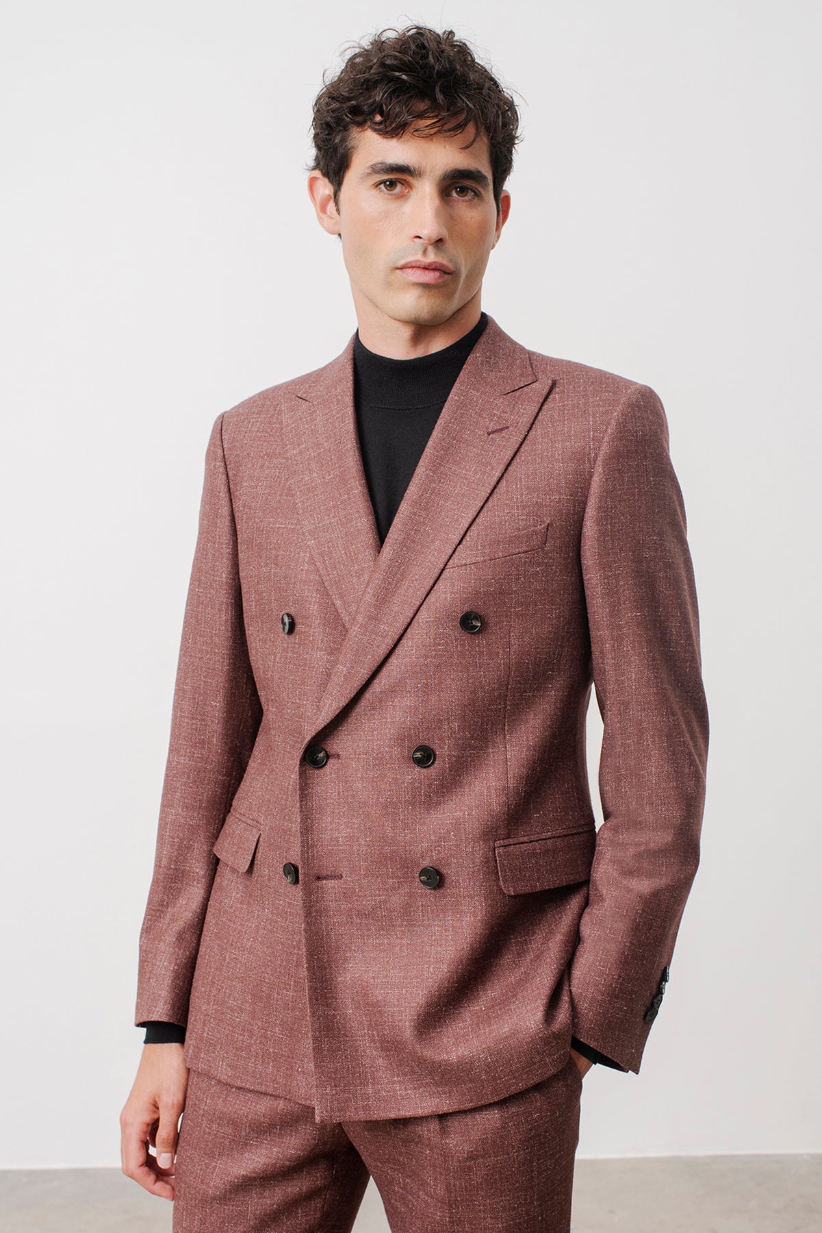 Costume croisé Elton en laine vierge soie et lin