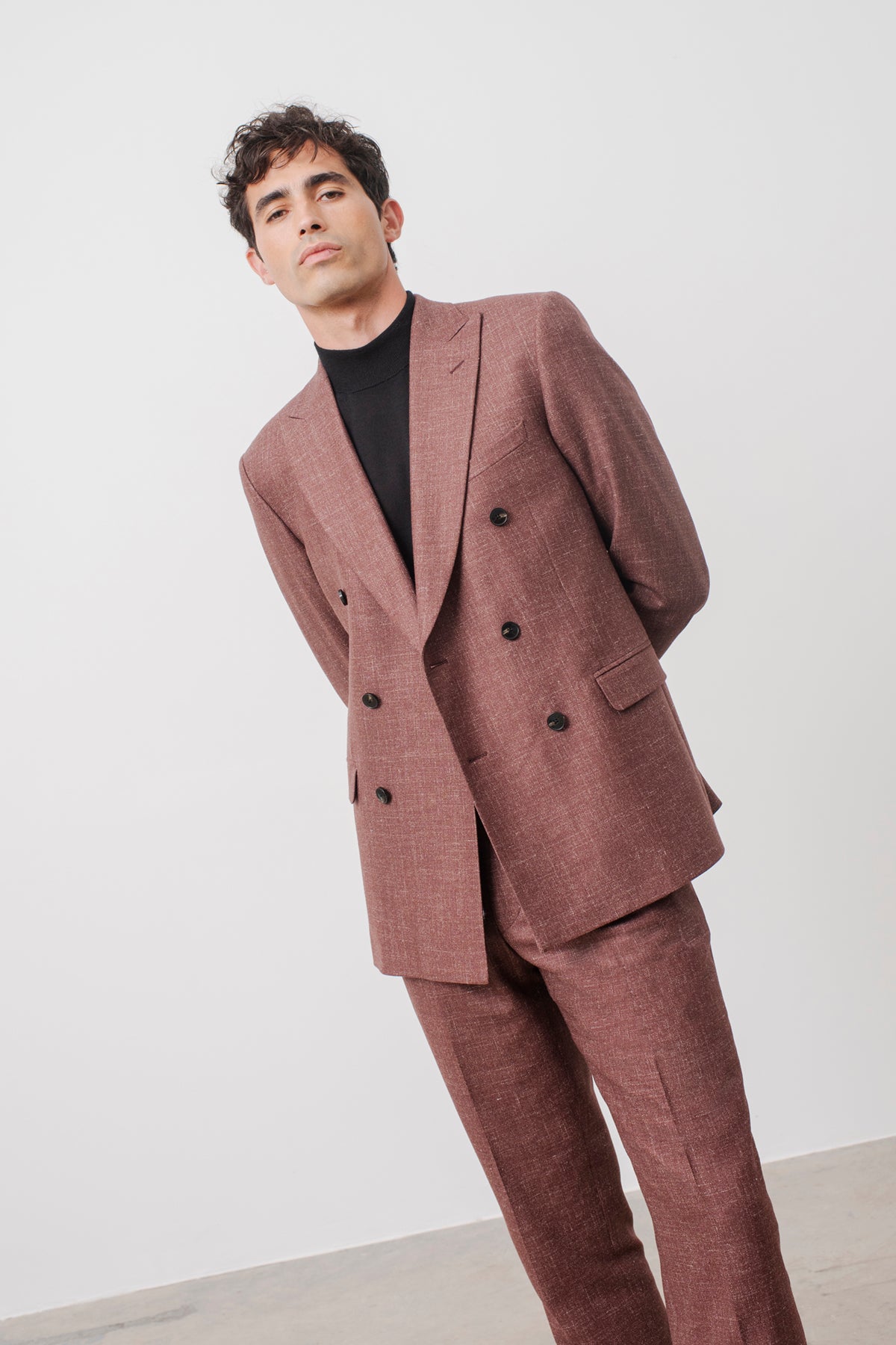Costume croisé Elton en laine vierge soie et lin