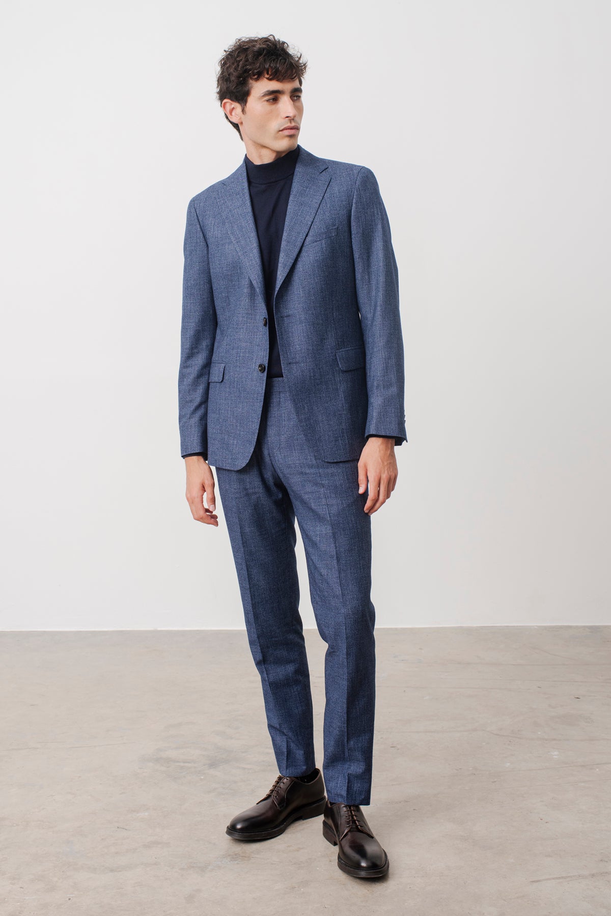 Costume droit Row en laine vierge et coton