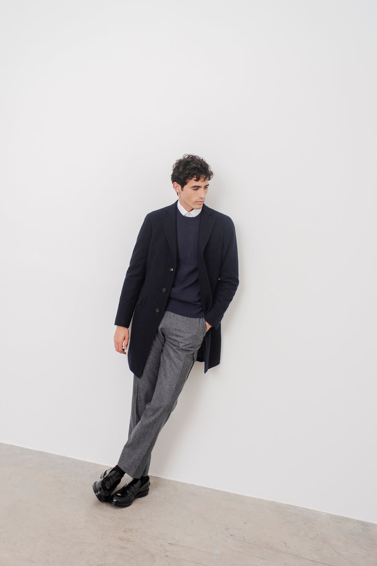 Manteau Wickam en laine vierge marine