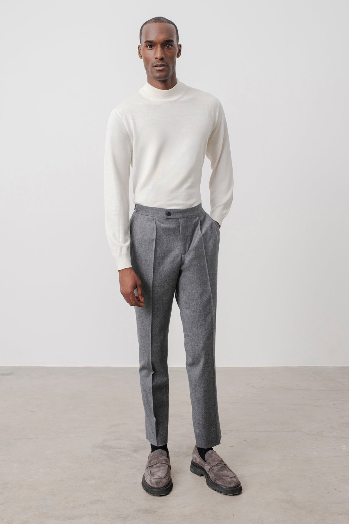 Pull col montant Terrence en laine mérinos