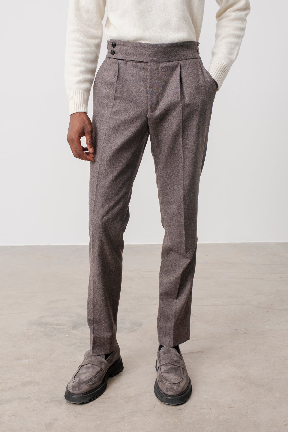 Pantalon Georges double boucle noisette