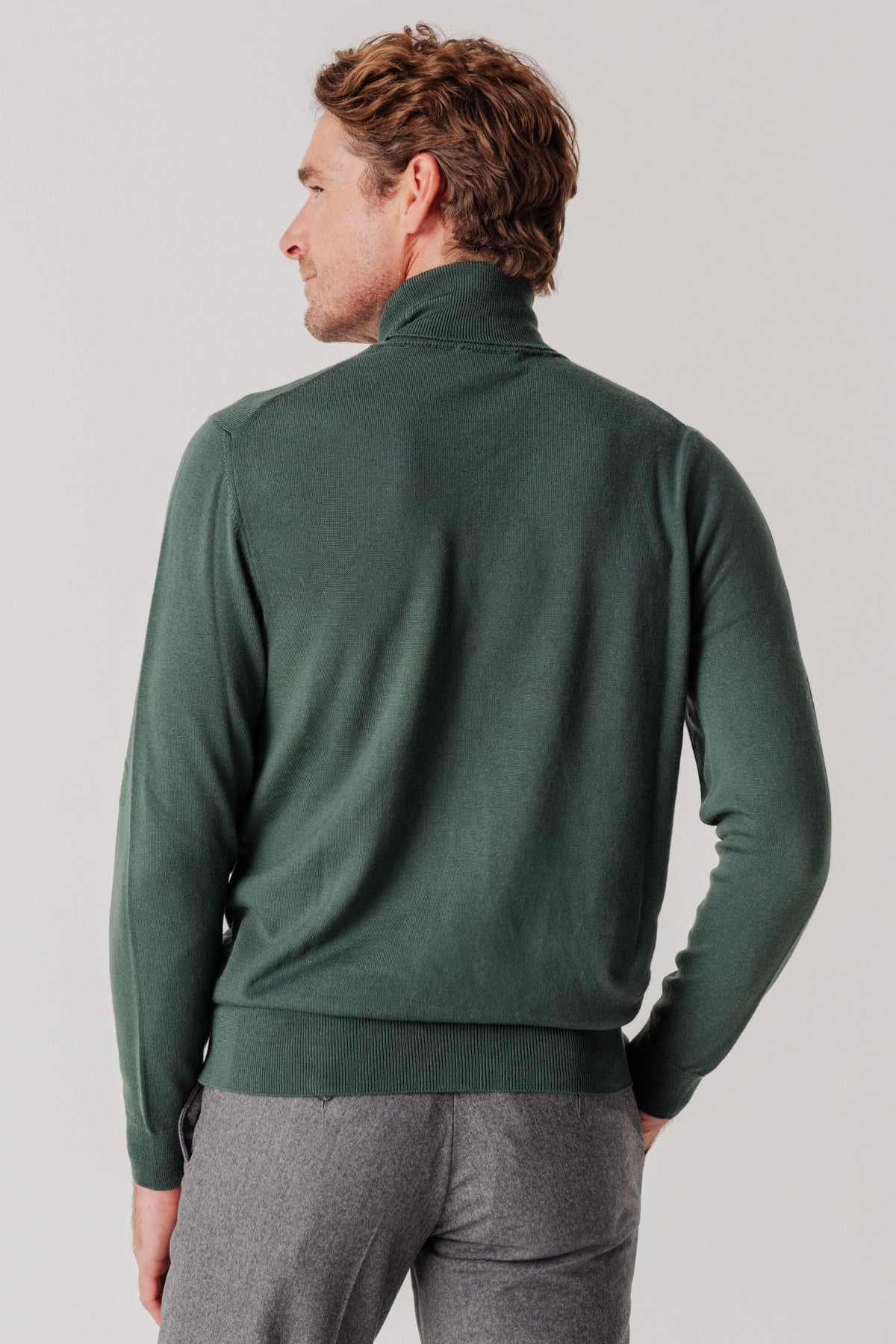 Pull col roulé Archibald en laine mérinos vert