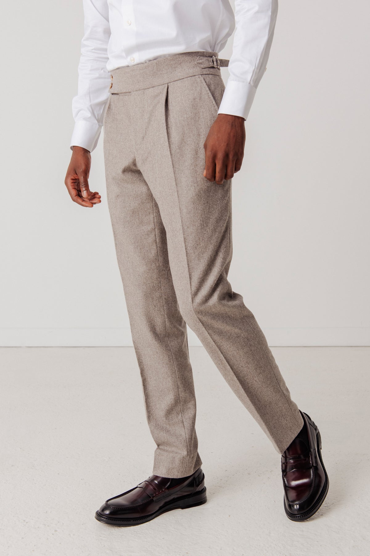 Pantalon en flanelle Edward beige