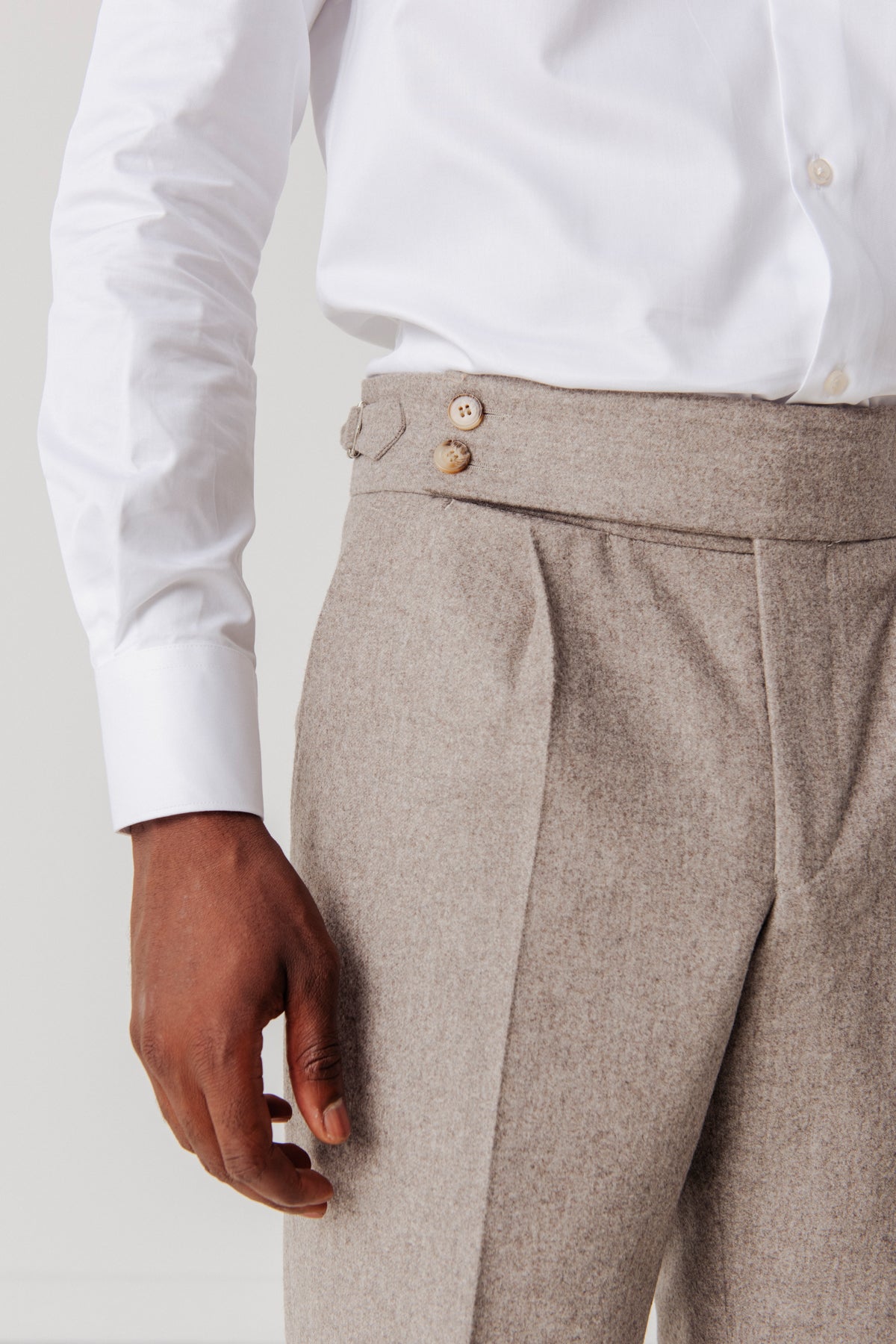 Pantalon en flanelle Edward beige