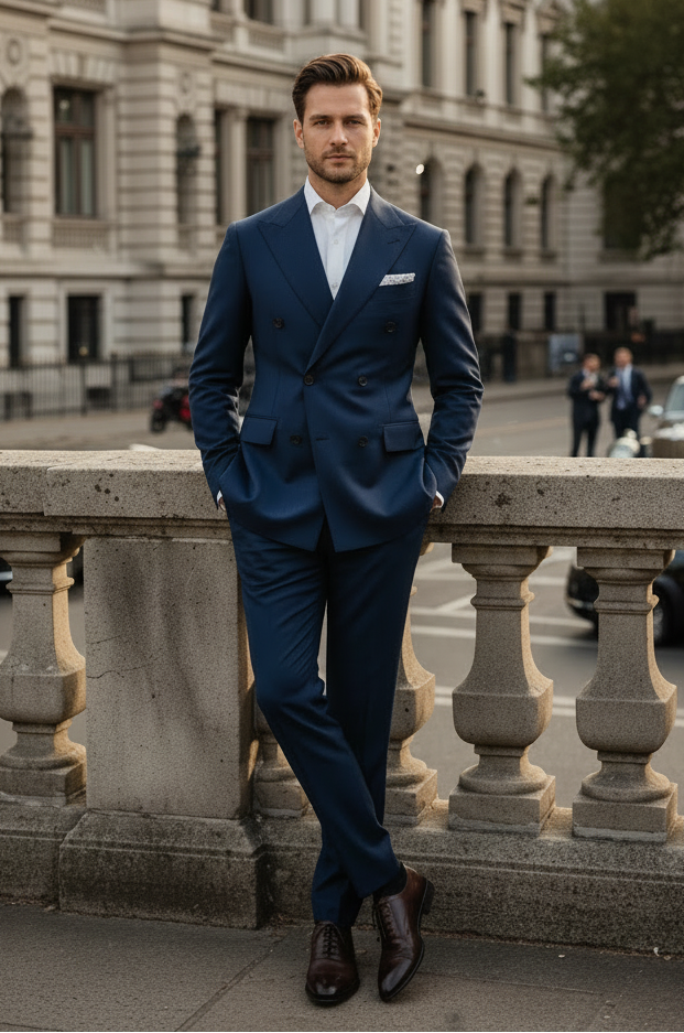 costume homme croisé bleu marine mariage 
