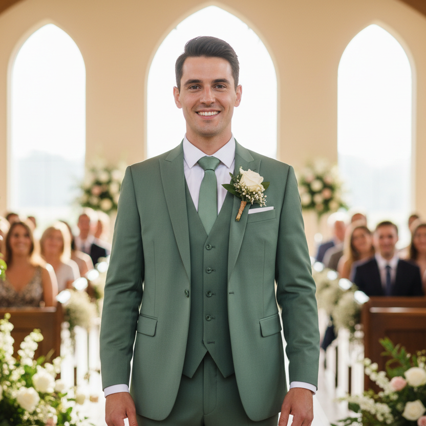 costume mariage homme vert